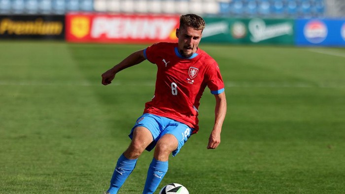 Michal Sadilek of Czechia is in action during the international soccer friendly match between Czechia and Malta at the Untersberg-Arena, in Grodig, Austria, on June 07, 2024. (Photo by Domenic Aquilina/NurPhoto via Getty Images)