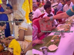 Pengantin Ini Pakai Daun Pisang Untuk Alas Makan di Resepsi Mereka