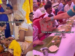 Pengantin Ini Pakai Daun Pisang Untuk Alas Makan di Resepsi Mereka Pengantin Ini Pakai Daun Pisang Untuk Alas Makan di Resepsi Mereka
