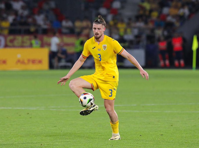 BUCHAREST, ROMANIA - JUNE 07: Radu Dragusin of Romania controls the ball during the international friendly match between Romania and Liechtenstein at Stadionul Steaua on June 07, 2024 in Bucharest, Romania.  (Photo by Vasile Mihai-Antonio/Getty Images)