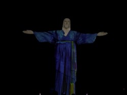 Kala Monumen Christ the Redeemer Kenakan Hanbok Korea