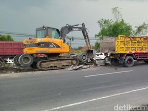 Waspada! Ada Penyempitan Jalan Jogja-Solo di Depan Proyek Exit Tol Kuncen