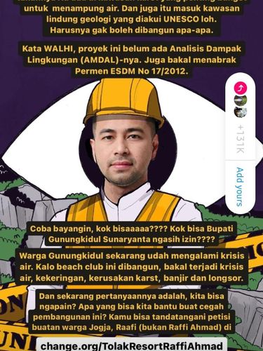 Artis Ini Ikut Ramaikan Petisi Tolak Proyek Beach Club Raffi Ahmad di Gunungkidul