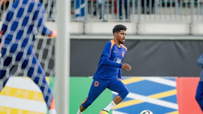 WOLFSBURG, GERMANY - JUNE 12: Ian Maatsen of Holland  during the  Training MenTraining Holland at the AOK Stadium on June 12, 2024 in Wolfsburg Germany (Photo by Roy Lazet/Soccrates/Getty Images)