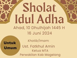 Majelis Tafsir Al-Quran Magelang Gelar Salat Idul Adha Minggu