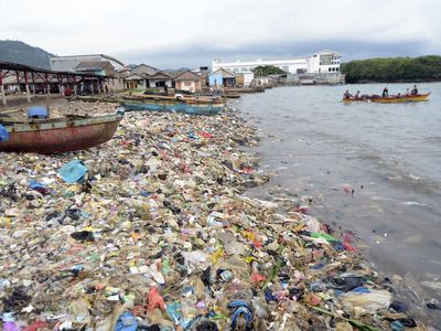 Jorok! Sampah Plastik Cemari Pantai di Bandar Lampung