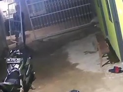 Pencuri di Kosan Terekam CCTV, Pelaku Lepas Pagar-Angkat Ban Depan Motor