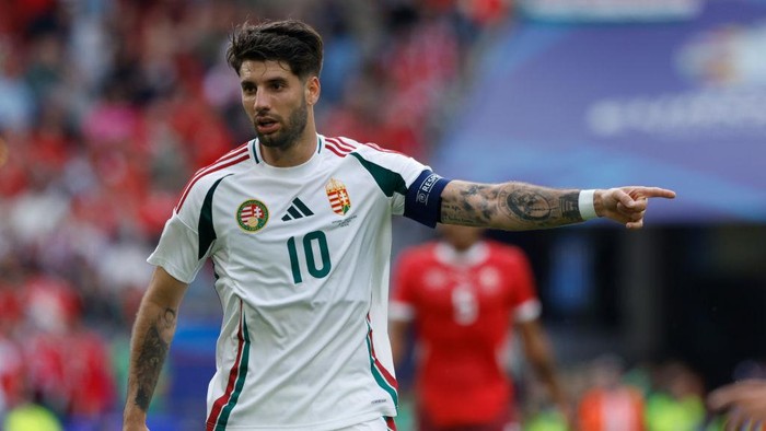 COLOGNE, GERMANY - JUNE 15: Dominik Szoboszlai of Hungary  during the  EURO match between Hungary  v Switzerland  at the Rhein Energie Stadium on June 15, 2024 in Cologne Germany (Photo by Jeroen van den Berg/Soccrates/Getty Images)
