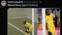 Kiper Jerman ini tak mendapat ancaman tembakan ke arah gawang dari Skotlandia yang cuma bisa bikin 1 shots sepanjang pertandingan. (Foto: Twitter)