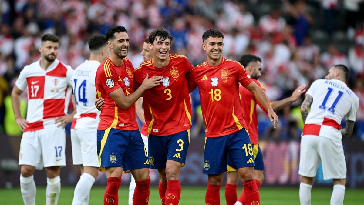 Timnas Spanyol puncaki Grup B Piala Eropa 2024 usai kalahkan Kroasia 3-0 (REUTERS/Annegret Hilse)