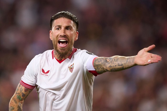 Sergio Ramos SEVILLE, SPAIN - MAY 26: Sergio Ramos of Sevilla FC reacts during the LaLiga EA Sports match between Sevilla FC and FC Barcelona at Estadio Ramon Sanchez Pizjuan on May 26, 2024 in Seville, Spain. (Photo by Fran Santiago/Getty Images)