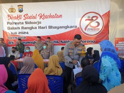 Polresta Sidoarjo Gelar Baksos Peduli Kesehatan Warga Sambut Hari Bhayangkara