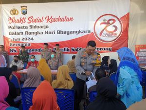 Polresta Sidoarjo Gelar Baksos Peduli Kesehatan Warga Sambut Hari Bhayangkara Polresta Sidoarjo Gelar Baksos Peduli Kesehatan Warga Sambut Hari Bhayangkara