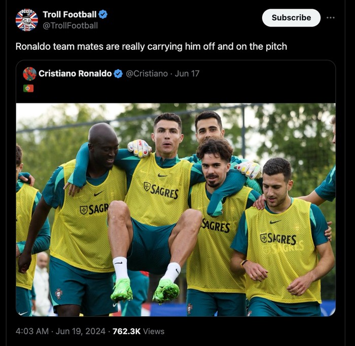 Meme Cristiano Ronaldo di Euro 2024