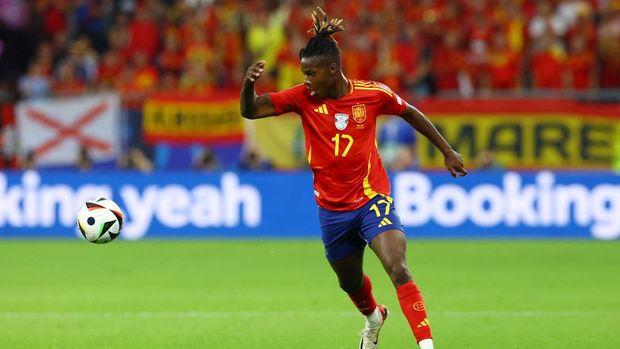Soccer Football - Euro 2024 - Group B - Spain v Italy - Arena AufSchalke, Gelsenkirchen, Germany - June 20, 2024 Spain's Nico Williams in action REUTERS/Bernadett Szabo