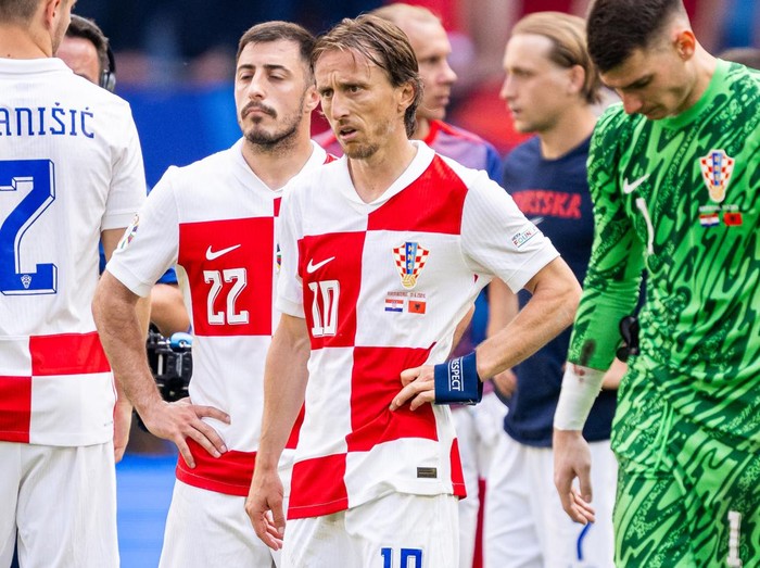HAMBURG, GERMANY - JUNE 19: Luka Modric of Croatia looks on after draw during the UEFA EURO 2024 group stage match between Croatia and Albania at Volksparkstadion on June 19, 2024 in Hamburg, Germany. (Photo by Mateusz Slodkowski/Getty Images)