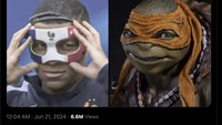 Sejatinya, bentuk topeng yang dipilih Mbappe beda jauh dengan yang dipakai Kura-kura Ninja. Tapi itu tidak menyurutkan meme jelang laga lawan Belanda. Foto: dok. Internet/X (Twitter)