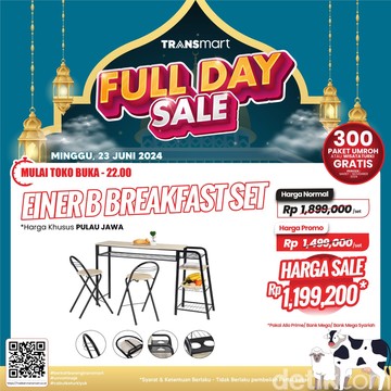 Mantap! Beli 1 Set Meja Makan di Transmart Full Day Sale Hemat Rp 699 Ribuan