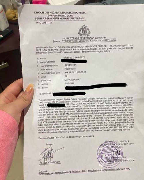 Surat laporan Denise Chariesta yang Bikin Salah Fokus