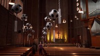 Penghiasan gereja ini untuk memeriahkan Euro 2024 yang berlangsung 14 Juni hingga 14 Juli. (AP Photo/Andreea Alexandru)