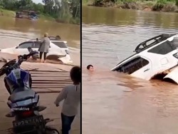 Detik-detik Mobil yang Dikemudikan Kapolsek Katingan Hulu Tercebur ke Sungai