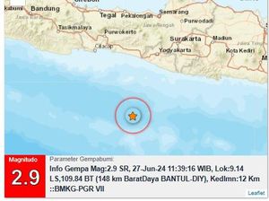 Gempa M 2,9 di Bantul Siang Ini