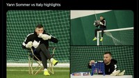 Meme highlight aksi Yann Sommer saat Swiss menyingkirkan Italia dengan skor 2-0 di Euro 2024. Foto: dok. Internet/X (Twitter)