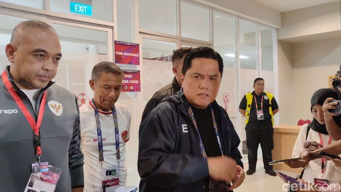 Ketua PSSI Erick Thohir, saat ditemui di Stadion Manahan Solo, Senin (1/7/2024).