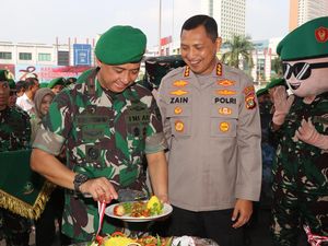 Polres Metro Tangerang Kota dan TNI Tumpengan Rayakan HUT Bhayangkara
