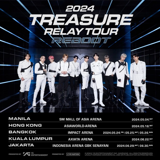 Poster TREASURE Relay Tour Reboot 2024 / Foto : x.com/ygent_official