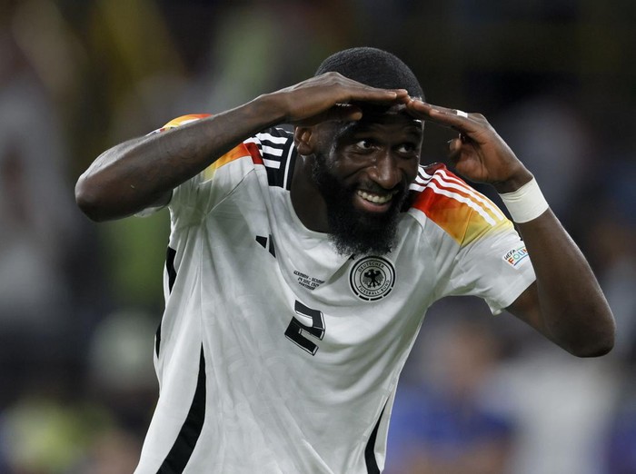 DORTMUND, GERMANY - JUNE 29: Antonio Rudiger of Germany celebrates after the UEFA EURO 2024 round of 16 match between Germany and Denmark at Football Stadium Dortmund on June 29, 2024 in Dortmund, Germany. (Photo by Richard Sellers/Sportsphoto/Allstar via Getty Images)