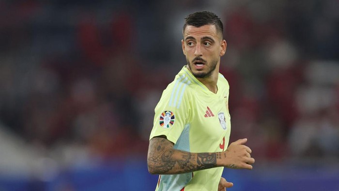 DORTMUND, GERMANY - JUNE 25: Joselu of Spain during the UEFA EURO 2024 group stage match between Albania and Spain at Düsseldorf Arena on June 24, 2024 in Dusseldorf, Germany. (Photo by Catherine Ivill - AMA/Getty Images)