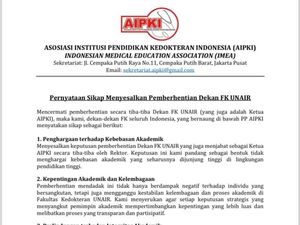 Asosiasi IPKI Sesalkan Pemberhentian Dekan FK Unair Asosiasi IPKI Sesalkan Pemberhentian Dekan FK Unair