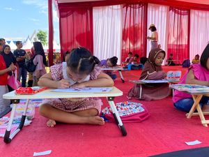 Latih Kreativitas, Ratusan Anak TK Klaten Ikut Lomba Mewarnai di Alun-alun