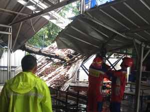 2 Pohon Tumbang Timpa Kantin Pekerja Proyek di Jakbar