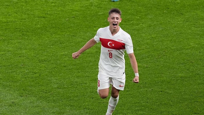 BERLIN, GERMANY - JULY 06: Arda Guler Yilmaz of Turkiye celebrates a goal during the UEFA EURO 2024 Quarter-Final football match between Netherlands and Turkiye at Olympiastadion in Berlin, Germany on July 06, 2024. (Photo by Emin Sansar/Anadolu via Getty Images)