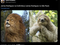 Mulai nih banding-bandingin! James Rodriguez dibilang lebih gahar di timnas Kolombia ketimbang bersama klubnya, Sao Paulo. Foto: dok. Internet/X (Twitter)