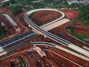 Penampakan dari Udara Pembangunan Jalan Tol Serbaraja Seksi 1B