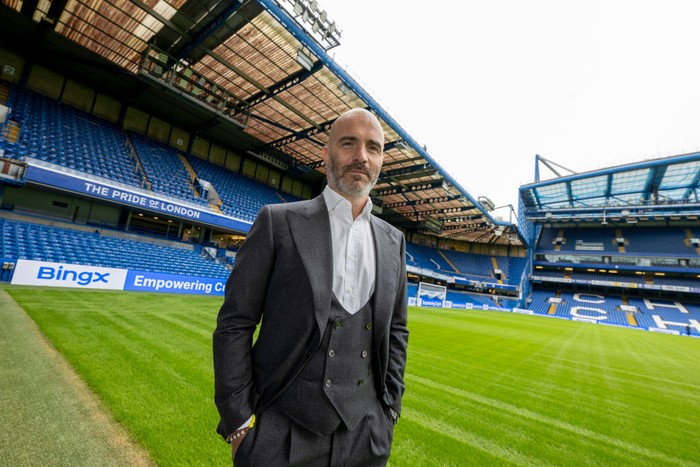 LONDON, ENGLAND - JULY 8: Chelsea Head Coach Enzo Maresca Visits the stadium at Stamford Bridge on July 8, 2024 in London, England. (Photo by Darren Walsh/Chelsea FC via Getty Images)