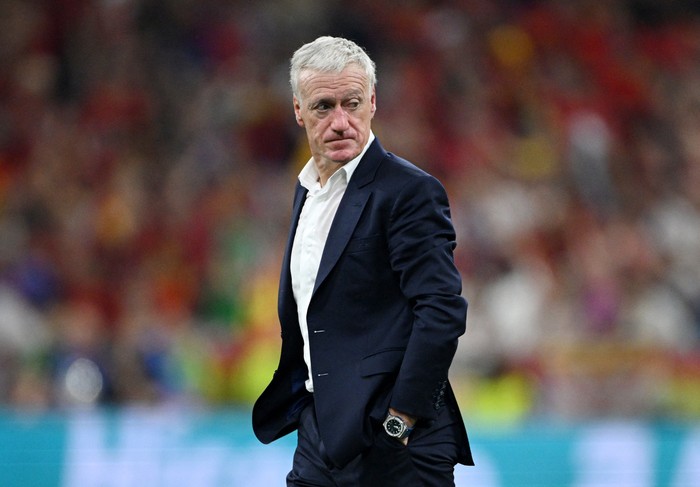 Soccer Football - Euro 2024 - Semi Final - Spain v France - Munich Football Arena, Munich, Germany - July 9, 2024  France coach Didier Deschamps looks dejected after the match REUTERS/Annegret Hilse