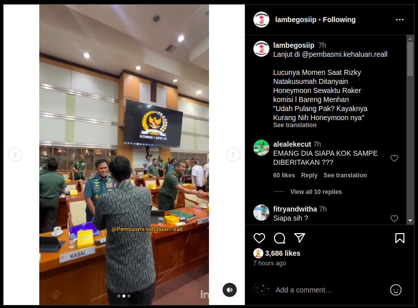 Momen Suami Beby Tsabina Ditawari Bulan Madu di Kapal Perang