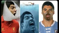 Bukan apa-apa, meme ini muncul karena Luis Suarez memang punya sejarah tersendiri dalam urusan gigit-menggigit. Foto: dok. Internet/X (Twitter)