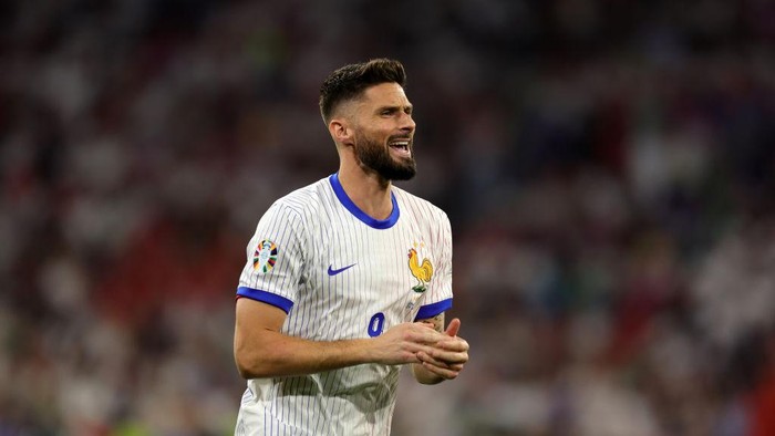 MUNICH, GERMANY - JULY 09: Olivier Giroud of France  during the UEFA EURO 2024 semi-final match between Spain v France at Munich Football Arena on July 09, 2024 in Munich, Germany. (Photo by Christina Pahnke - sampics/Getty Images)