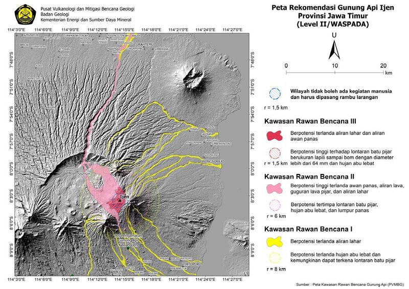 Peningkatan status Gunung Ijen jadi Level II (Waspada).