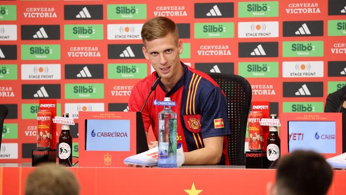Soccer Football - Euro 2024 - Spain Press Conference - Donaueschingen, Germany - July 12, 2024 Spains Dani Olmo during the press conference REUTERS/Robin Rudel