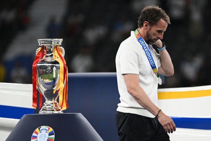BERLIN, GERMANY - JULY 14: Gareth Southgate of England disappointment during the UEFA EURO 2024 final match between Spain and England at Olympiastadion on July 14, 2024 in Berlin, Germany. (Photo by Image Photo Agency/Getty Images)