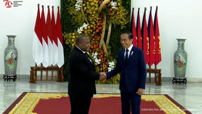 Jokowi Terima Kunjungan PM Papua Nugini James Marape di Istana Bogor (Foto: Dok: Tangkapan Layar YouTube Sekretariat Presiden)
