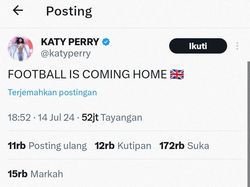 Dukung Inggris di Final Euro, tapi Kok Katy Perry Salah Pasang Bendera?