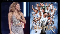 Usai final Copa America 2024, Shakira dipuji karena penampilannya yang menawan. Messi yang jadi juara bersama Argentina pun tidak kalah kebanjiran pujian. Foto: dok. Internet/X (Twitter)