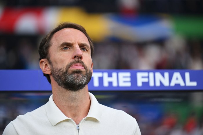 BERLIN, GERMANY - JULY 14: Gareth Southgate, Head Coach of England, looks on prior to the UEFA EURO 2024 final match between Spain and England at Olympiastadion on July 14, 2024 in Berlin, Germany. (Photo by Dan Mullan/Getty Images)